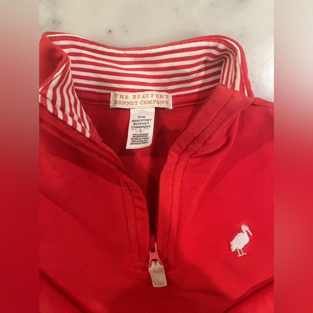 The Beaufort Bonnet Company TBBC Red Hayword Half-Zip Size 5